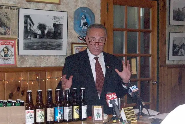 Schumer at the Cooperstown Brewing Company earlier this year